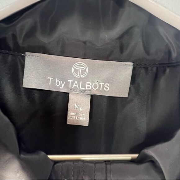 T by Talbots Hidden Hood Anorek Jacket Womens MP Black Zip Up Cinch Waist - Picture 4 of 6